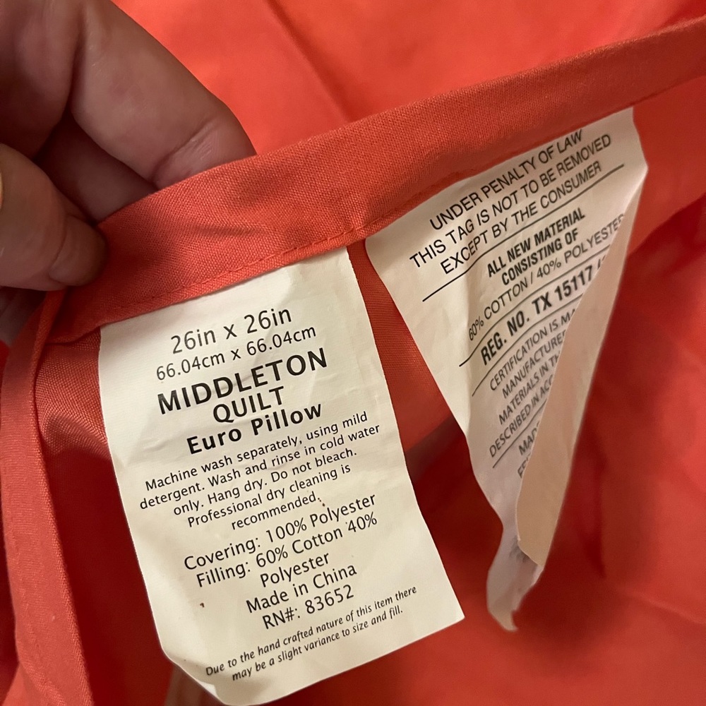 2 NWT Middleton Quilted Euro Shams - Picture 4 of 4